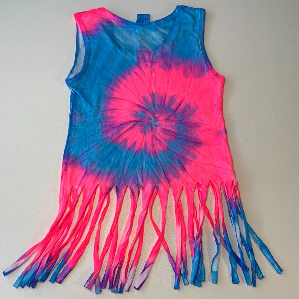 LUQUILLO BEACH PUERTO RICO TIE DYE FRINGED CROP TOP SMALL BAD BUNNY SUPER BOWL - Picture 3 of 8